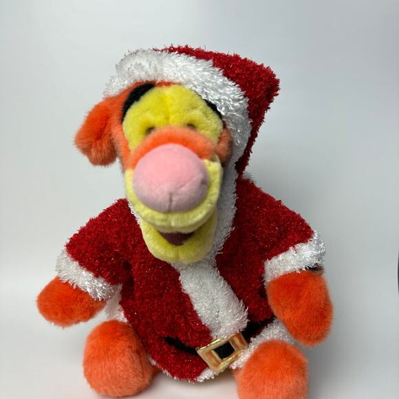 VTG Disney Store Winnie the Pooh Tigger Dressed in Santa Suit Plush Stuffed Toy - Picture 1 of 5